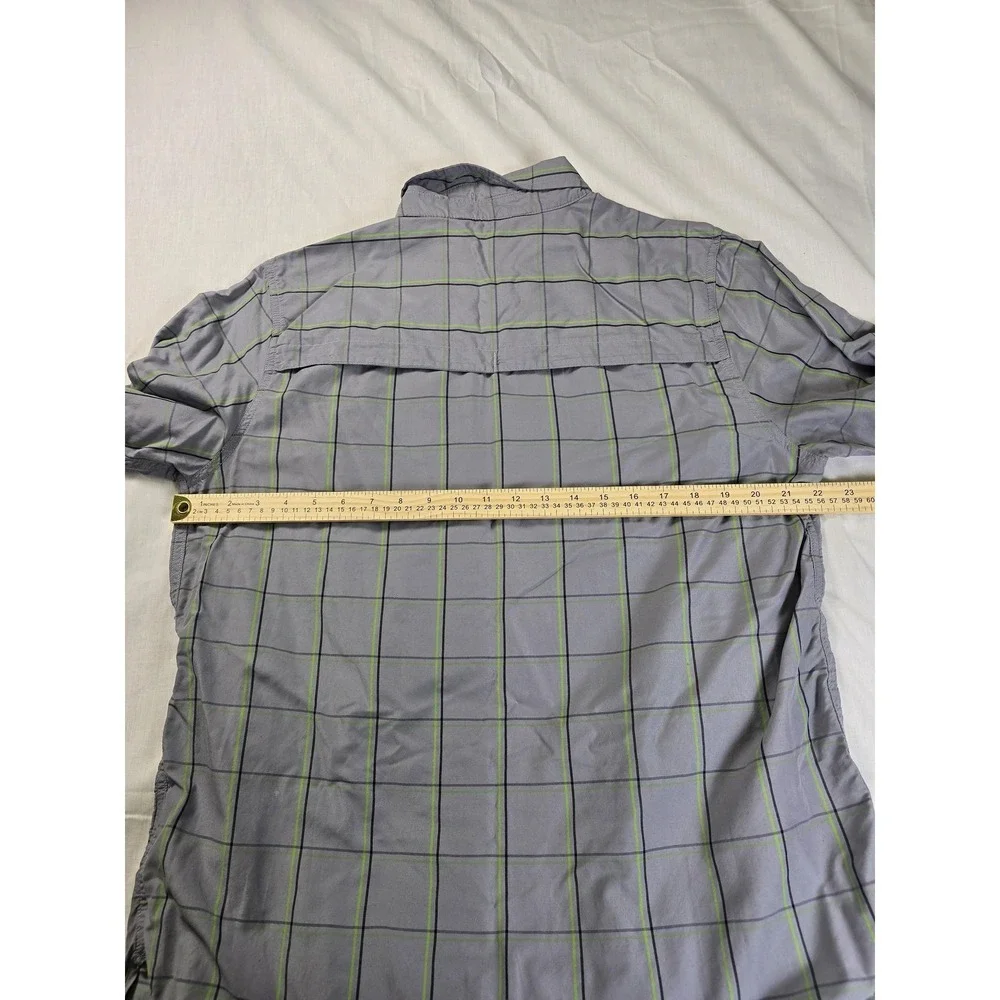 The North Face Shirt Mens Large Gray Plaid Long Sleeve Button Up Vented‎ Back